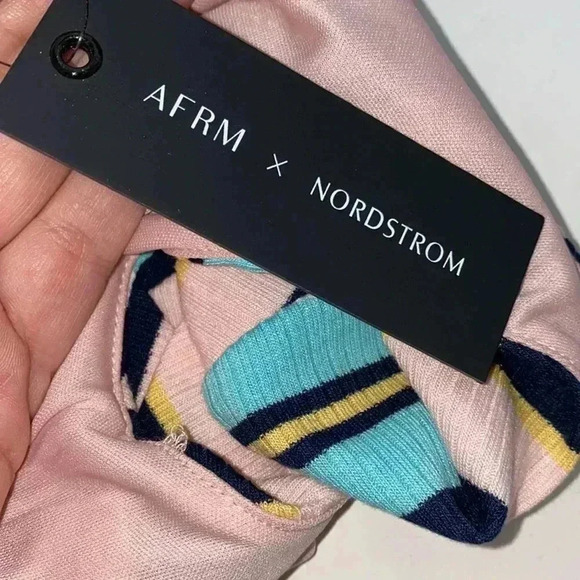 AFRM X NORDSTROM Multi blush/noir STR womens size small Body suit NWT - Picture 6 of 7